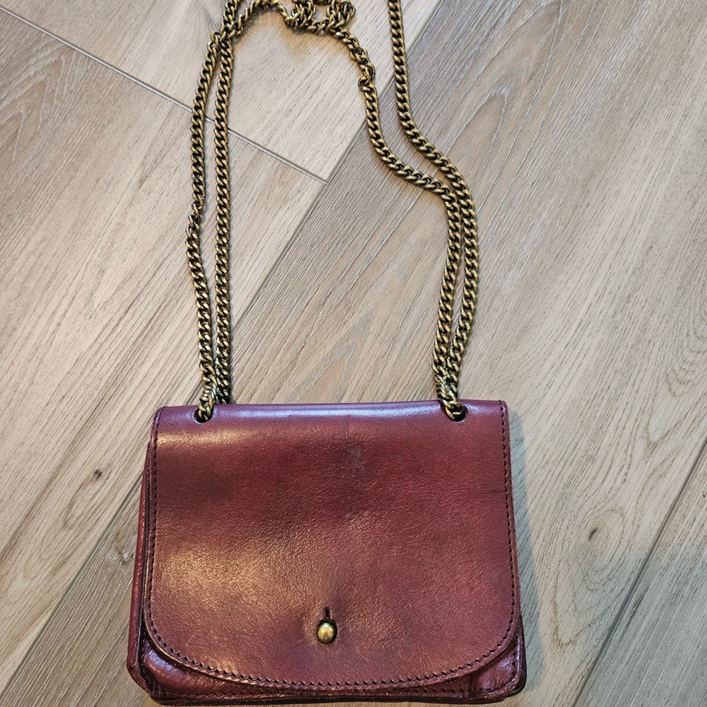 Madewell Burgundy Leather Crossbody Shoulder Small Bag Purse Chain Strap